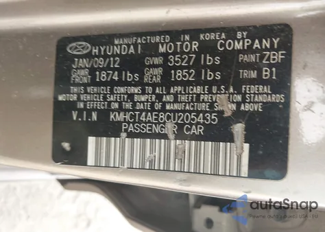2012 Hyundai Accent Gls из США, поврежденный, VIN KMHCT4AE8CU205435